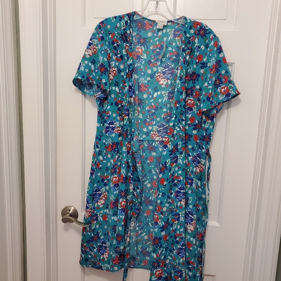 NWT J. CREW Floral Print Wrap Dress Size Missy 14, Colorful, Flutter Sleeves - Picture 8 of 9